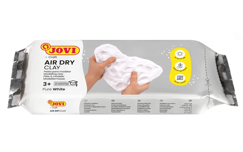 Jovi Air Dry - Pasta da modellare, essiccazione all'aria senza forno, bianco puro, facile da pulire, 1 chilo (86)