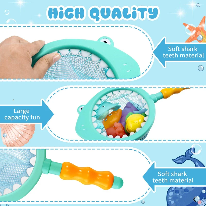 Acsatont Nessun Buco-Giocattoli da Bagno per Bambini, 7 Pezzi Giochi Bagnetto per Bambini 3 4 5 Anni, Giocattoli da Bagno Morbido, Piscina Giochi di Giocattoli per Ragazzi e Ragazze (Colore Chiaro)