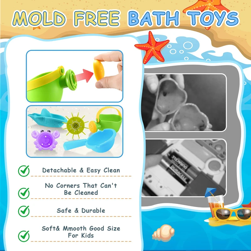 Giocattoli da Bagno,Giocattolo da bagno 5 Barca Giochi bagnetto Giocattoli da Bagnetto per Bambini,Mulino ad acqua rotante con Ventose,Giochi Bagnetto per Bambini 1 2 3 4 Anni