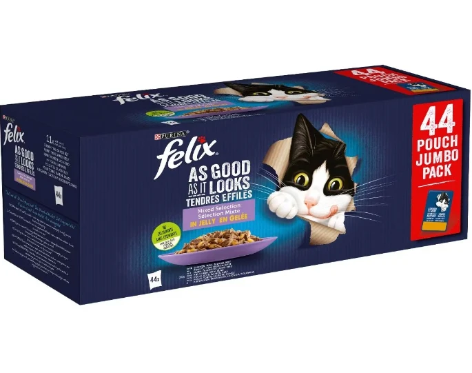 44x85g Felix Ghiottonerie Multipack - Cibo Umido per Gatti
