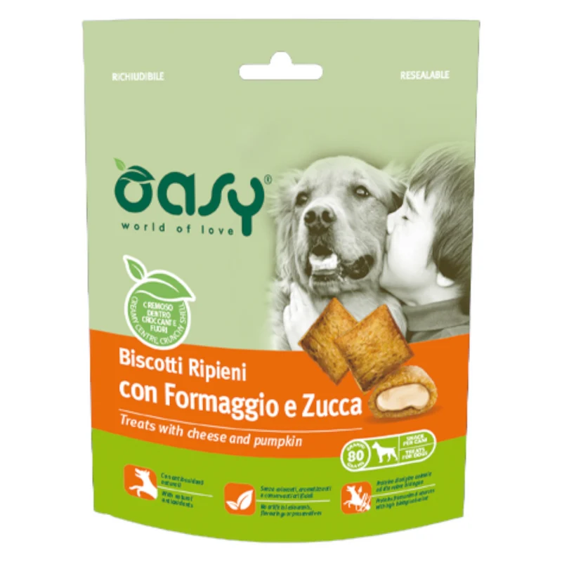 OASY Snack Cane Biscotti Ripieni con Formaggio e Zucca 80Gr