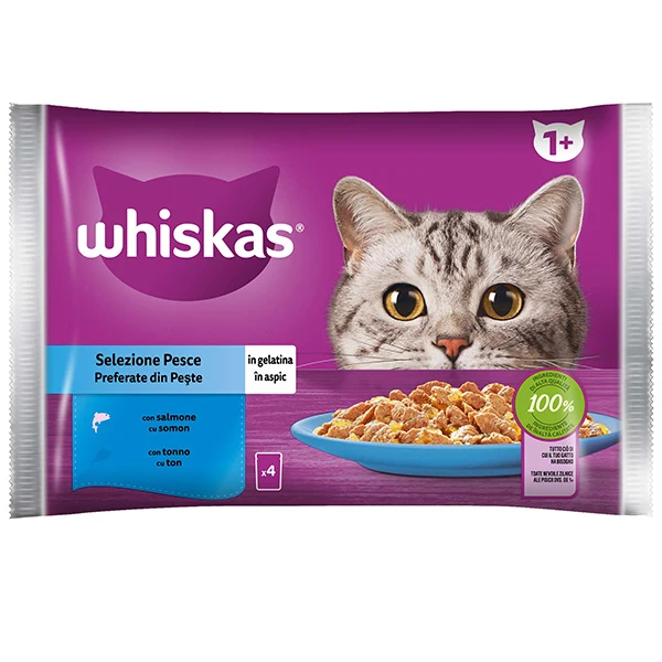 4x85g Whiskas Selezione Pesce in Gelatina