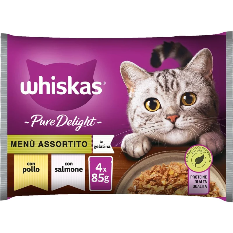 4x85g Whiskas Pure Delight Menù Assortito in Gelatina
