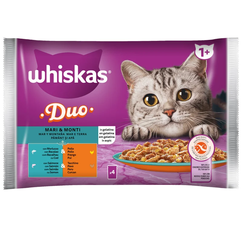 4x85g Whiskas Duo Mari e Monti in Gelatina