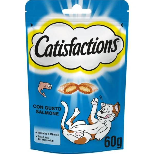 4x60g Catisfactions con Pollo Formaggio Salmone Manzo - Gatto