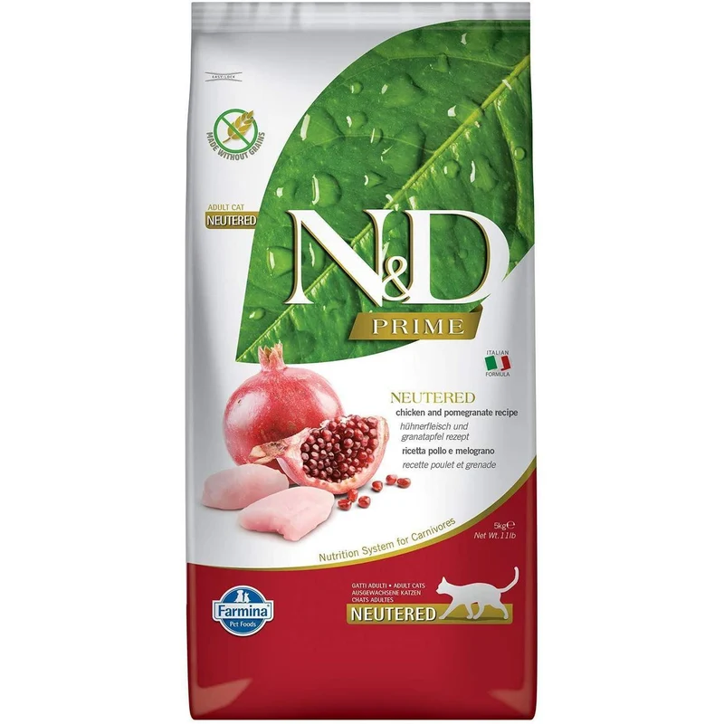 Farmina N&D Prime Grain Free Neutered Pollo e Melograno 5kg Crocchette gatto