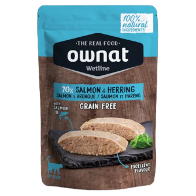 OWNAT Wetline Gatto Grain Free Salmone e Aringa 12x85gr
