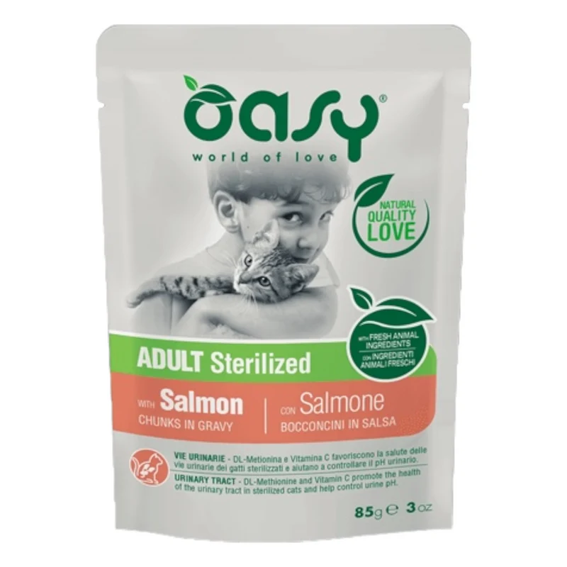 OASY Gatto Sterilised Bocconcini in Salsa al Salmone 85gr
