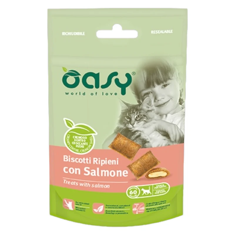 OASY Gatto Snack Crunchy con Salmone 60Gr