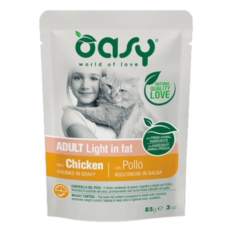 OASY Gatto Adult Light Bocconcini in salsa al Pollo 85Gr