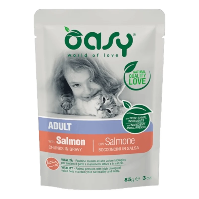 OASY Gatto Adult Bocconcini in Salsa al Salmone 85gr