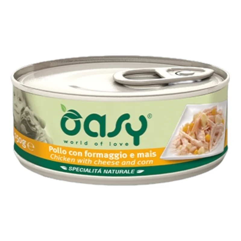 OASY Cane Pollo con Formaggio e Mais al Naturale 24x150gr