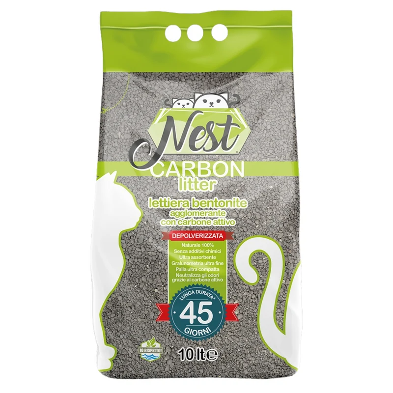 NEST Lettiera Bentonite Carbone Attivo 10 Litri
