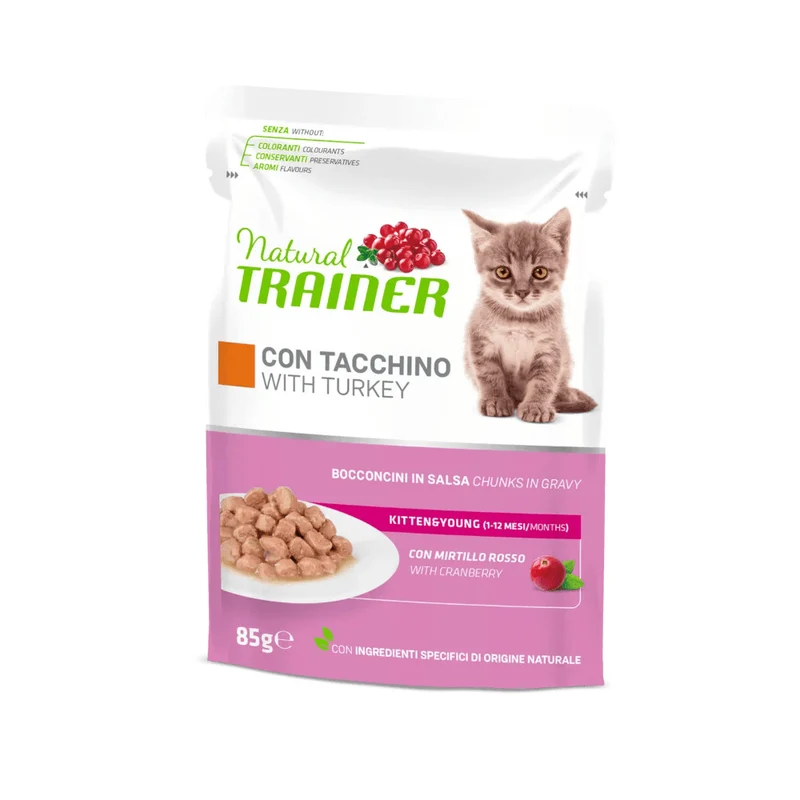 Natural Trainer Kitten&Young con Tacchino 85g - Gatti Cuccioli