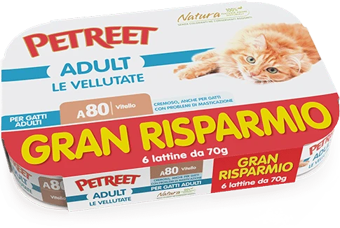 6x70g Petreet Adult Vitello – Crema Delicata per Gatti