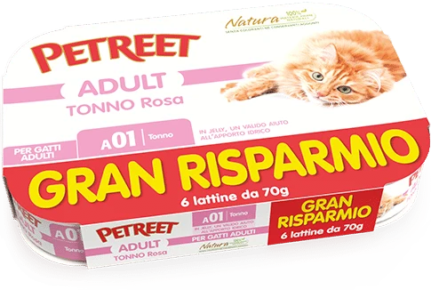 Petreet A01 Adult Tonno Rosa 6x70g Cibo Umido per Gatti
