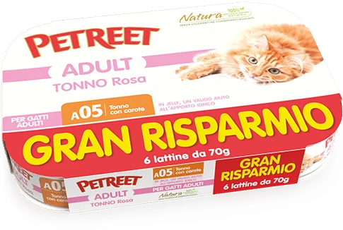 Petreet Natura Tonno Rosa e Carote 6x70gr