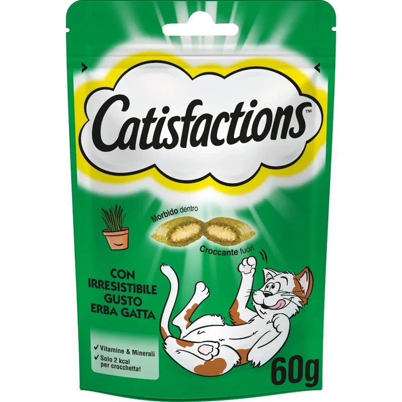 Catisfactions con Erba Gatta 60g - Snack per Gatti