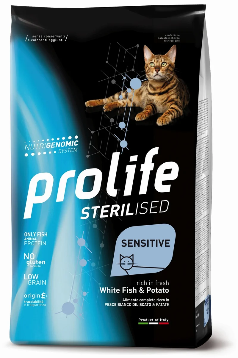Prolife Sterilised Sensitive Pesce Bianco e Patate 7kg - Crocchette Gatti