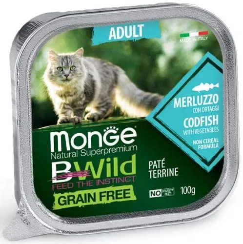 Monge Gatto Bwild Grain Free Merluzzo con Ortaggi 100g