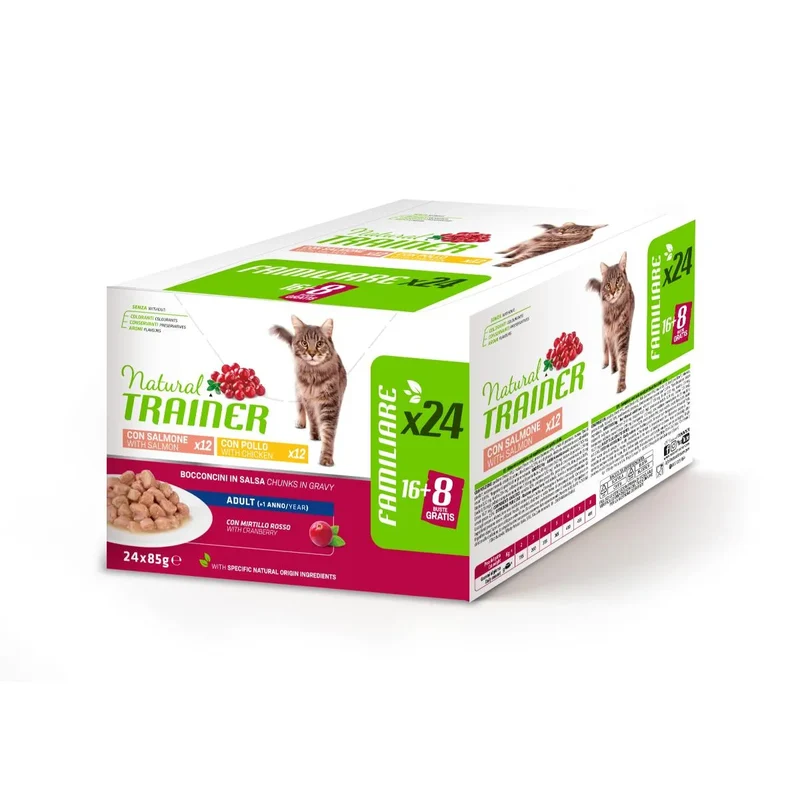24x85g Natural Trainer Cat Busta Salmone Pollo
