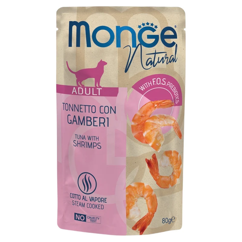 MONGE Gatto Natural Bustina Tonno e Gamberi 80gr