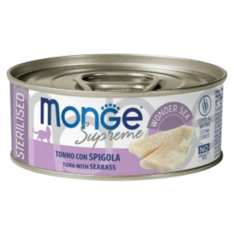 MONGE Gatto Supreme Sterilised Tonno con Spigola 80Gr