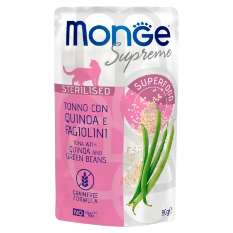 MONGE Gatto Supreme Sterilised Tonno con Quinoa e Fagiolini 80Gr