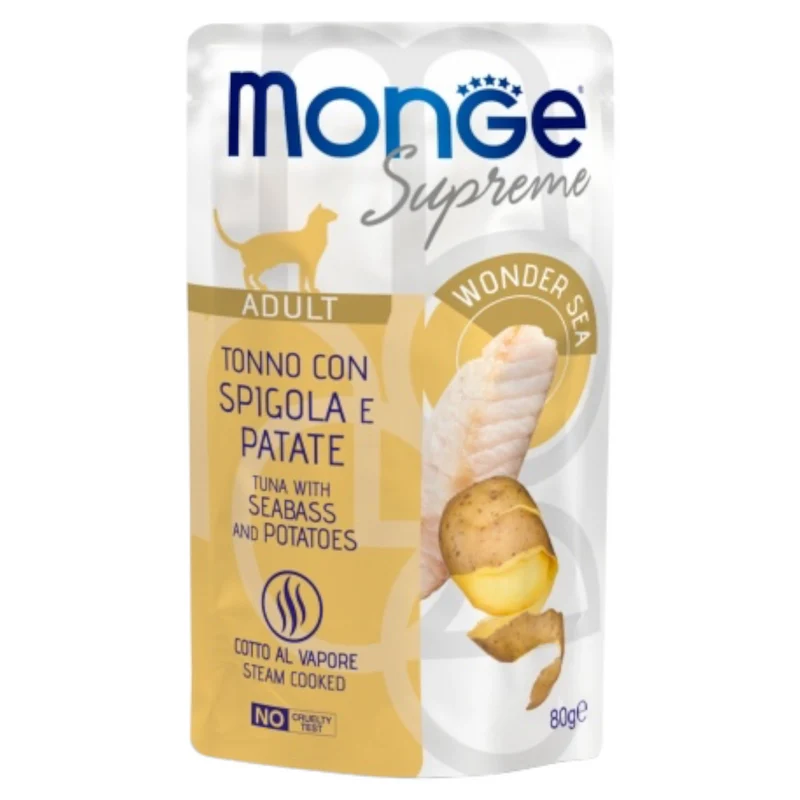 MONGE Gatto Supreme Adult Tonno con Spigola e Patate 80Gr