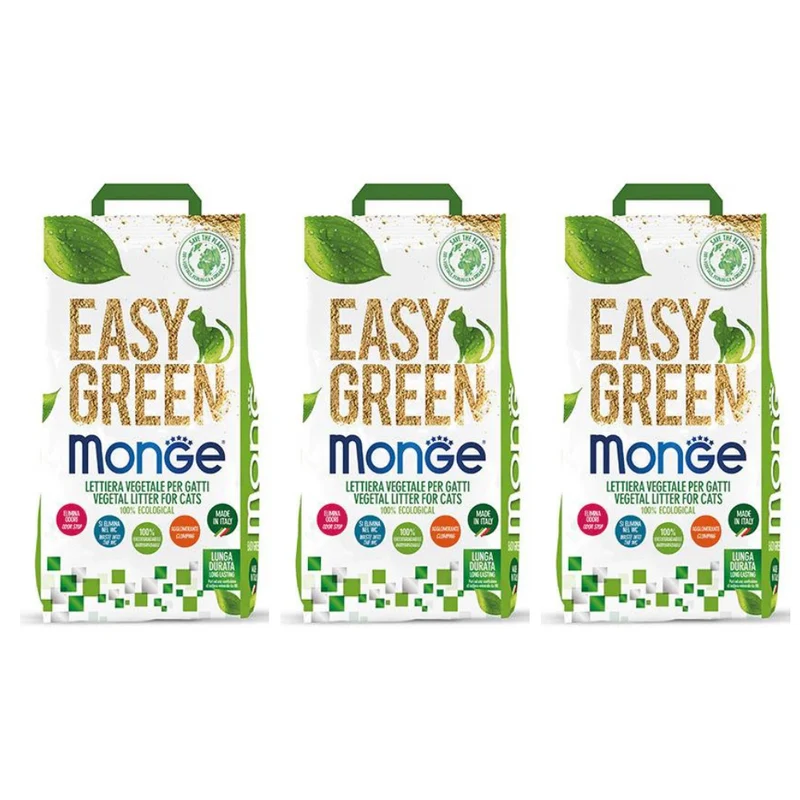 3x3,5kg Monge Easy Green - Lettiera da WC Ecologica Naturale