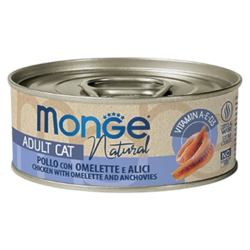 MONGE Gatto Natural Pollo con Omelette e Alici 80gr
