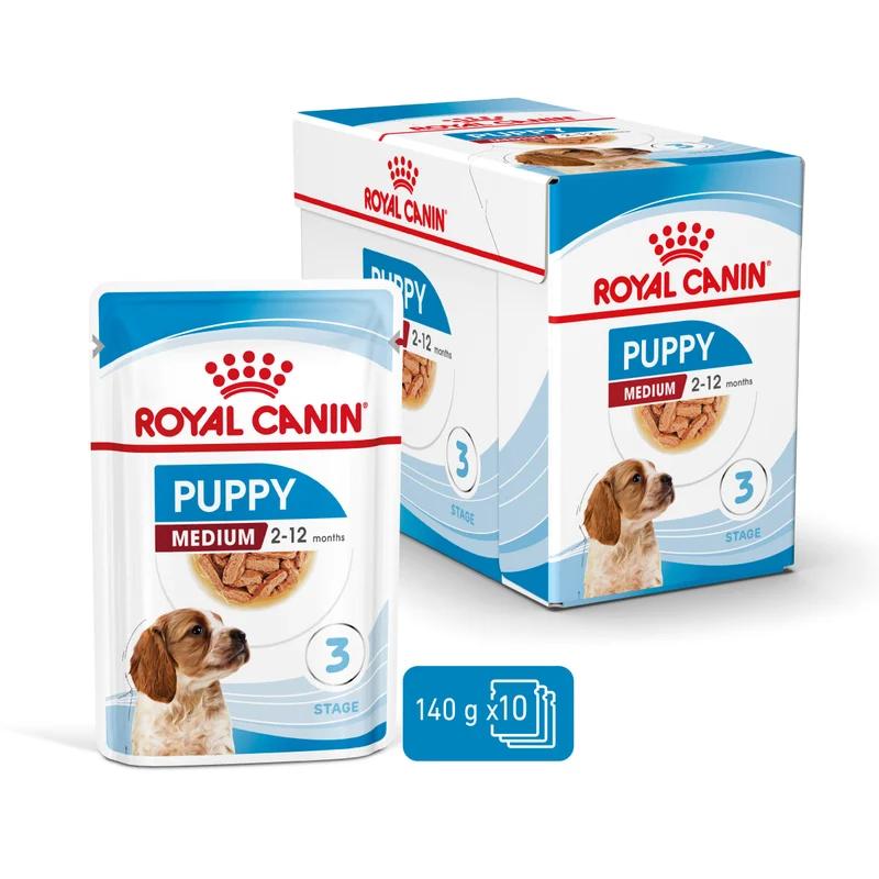 10x140g Royal Canin Puppy Medium in Salsa - Cibo Umido per Cani