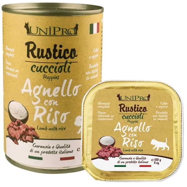 Unipro Rustico Agnello con Riso 400g - Cibo Umido per Cani