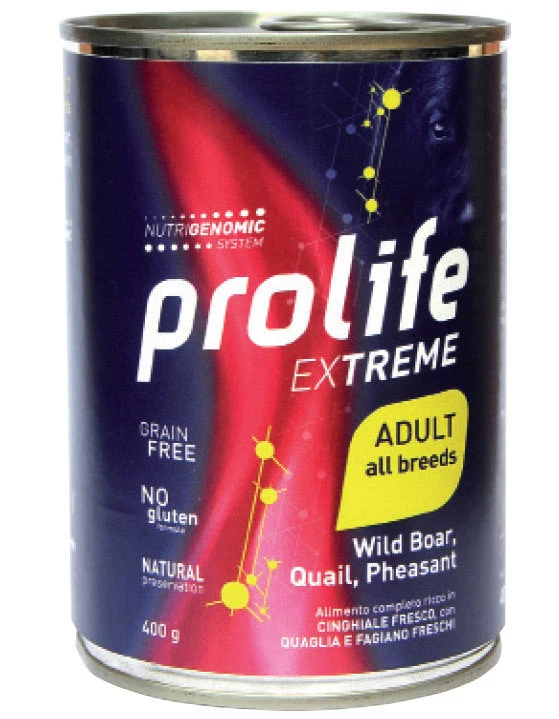 Prolife Extreme Adult All Breeds Cinghiale Quaglia e Fagiano 400g - Cibo Umido per Cani