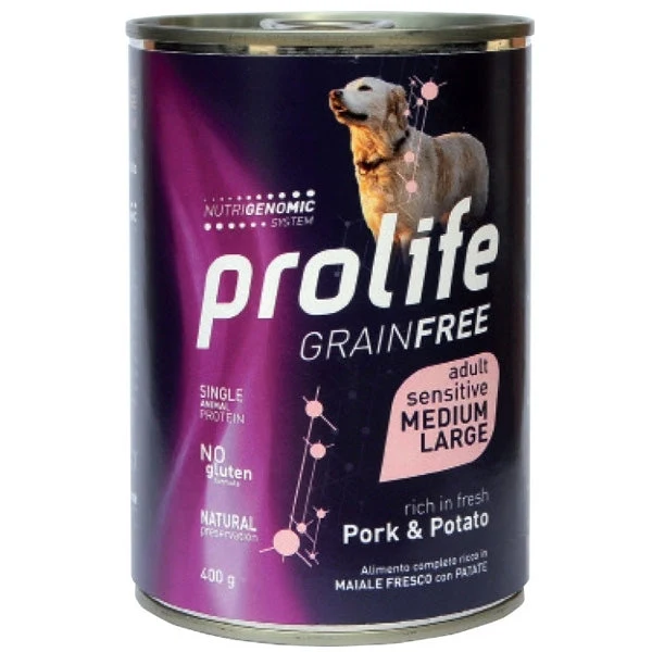 Prolife Grain Free Sensitive Maiale Patate Cani 400 g