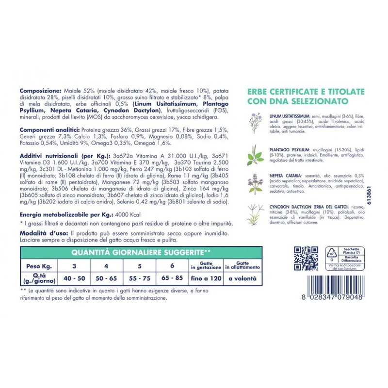 Vet Line Salute SENSI Maiale Grain Free 400g Crocchette Gatti