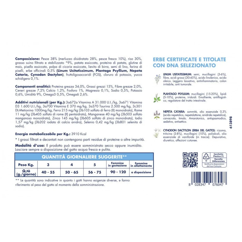 Vet Line Prevenzione Pesce 400g Crocchette per Gatti