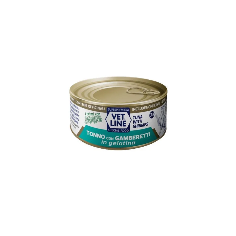 Vet Line Tonno con Gamberettti in Gelatina 70g Umido per Gatti