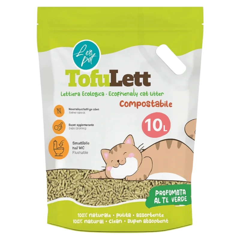 LEOPET Lettiera Tofulett Compostabile Tè Verde 10 Litri