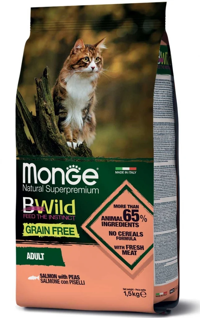 Monge BWild Grain Free – Alimento Completo per Gatti Adulti al Salmone - 1,5kg