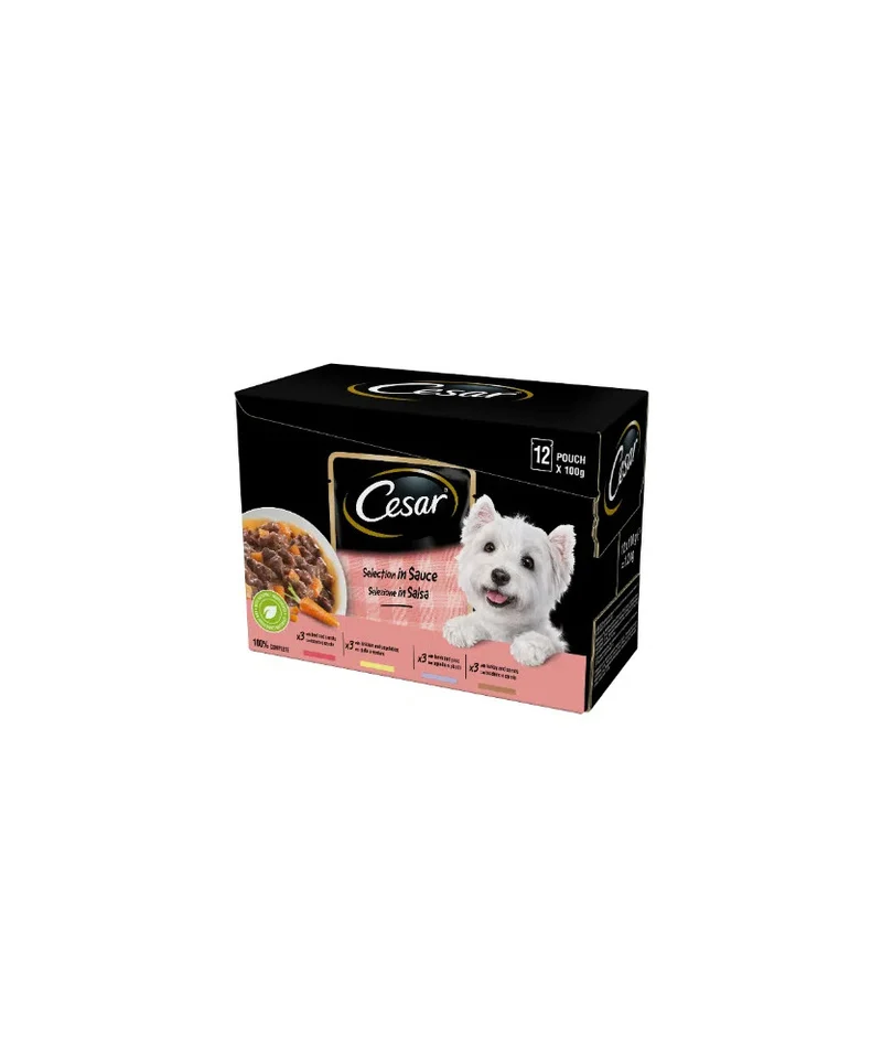 Cesar Selezione in Salsa 12X100g - Cibo Umido per Cani