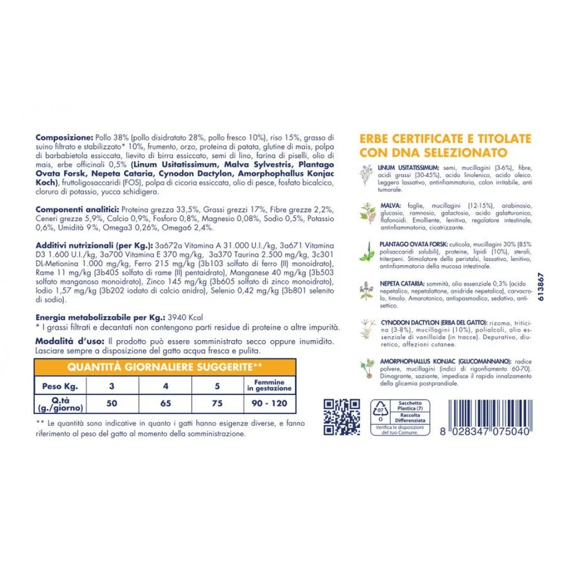 Vet Line Prevenzione Bolo Pollo 400g Crocchette per Gatti
