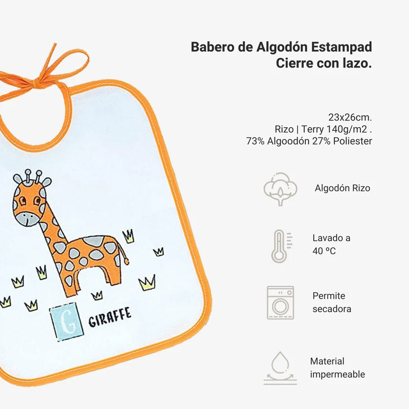 Ti Tin - Confezione Da 7 Bavaglini Impermeabili 73% Cotone - 27% Poliestere Fodera Vinile | Confezione Da 7 Bavaglini con Chiusura a Nastro Per Bambini Da 6 a 18 Mesi, 23x27 cm