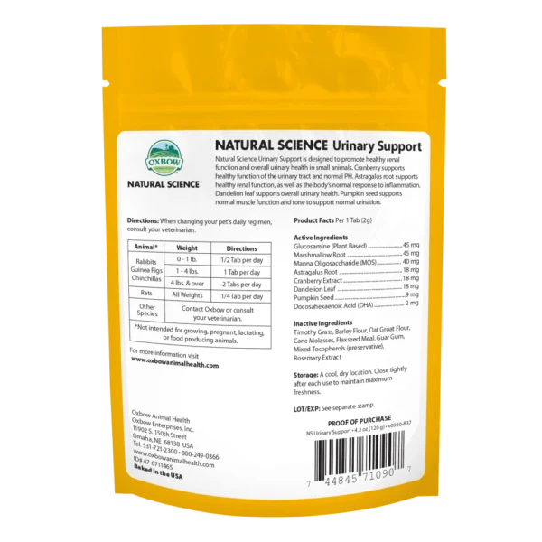 Oxbow Urinary Supplement 120 Gr Aiuta il Tratto Urinario dei Piccoli Animali