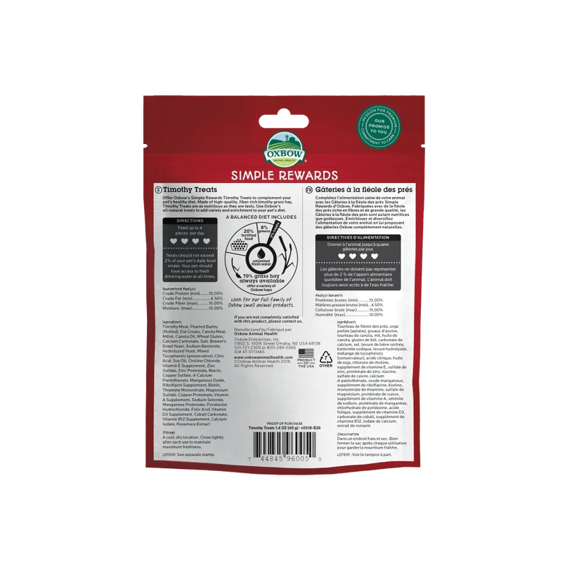 Oxbow Simple Rewards Timothy Treats 40 g