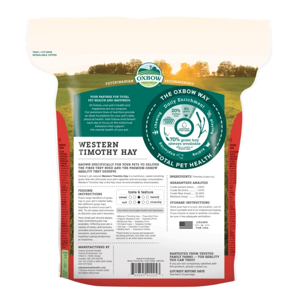 Oxbow Western Timothy Hay - Fieno per Piccoli Animali - 1,13 kg