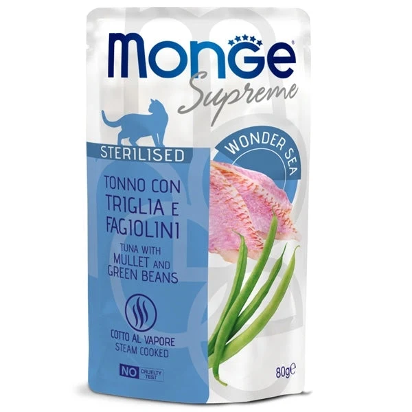 Monge Supreme Sterilised - Tonno con Triglia e Fagiolini 80g Busta