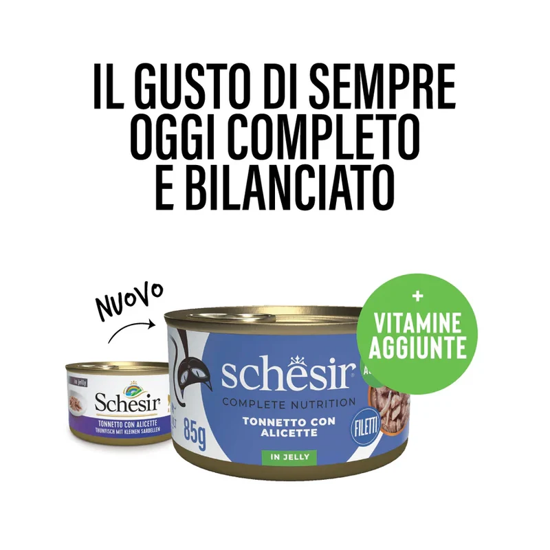 Schesir Tonnetto con Alicette 85g in Jelly - Cibo Umido per Gatti