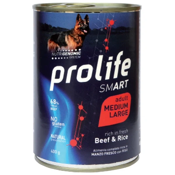 Prolife Smart Adult Medium/Large Manzo e Riso 400g - Cibo Umido per Cani