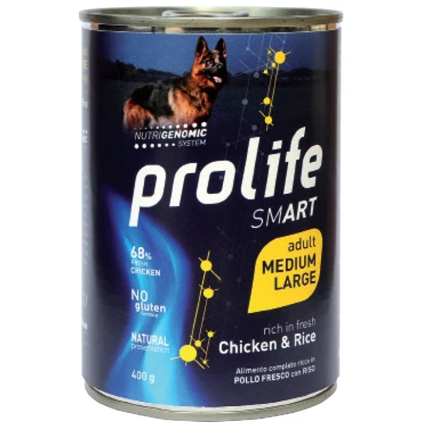 Prolife Smart Adult Medium/Large Pollo e Riso 400g - Cibo Umido per Cani